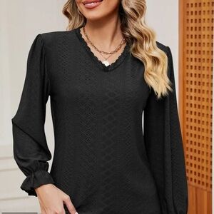 Chic Black Women's Lace Blouse